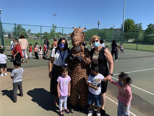 Students from Ms. Stine's class meet Georgie!